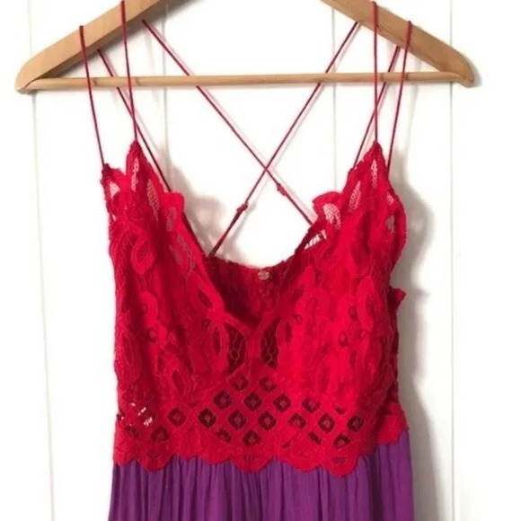 Free People Adella Lace Slip Dress in Lipstick purple and red lace Size small - Picture 12 of 15